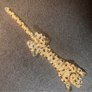 Gold Leopard Brooch with Black Accents